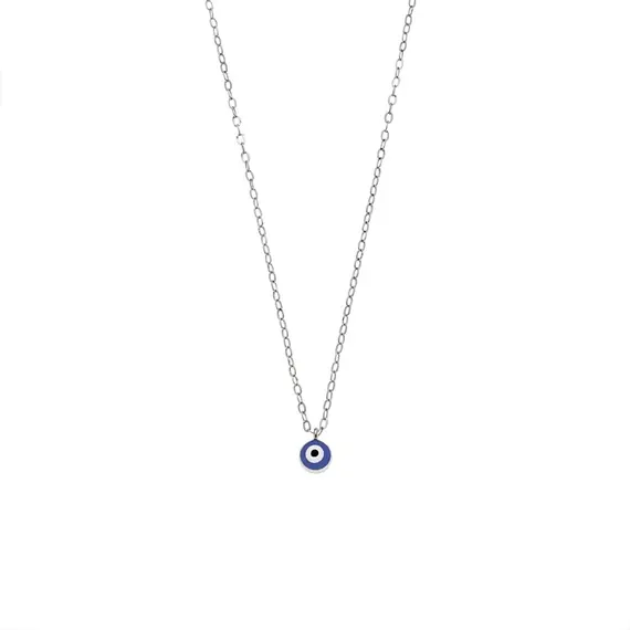 Κολιέ Senza Silver 925, Ματάκι μπλε με σμάλτο