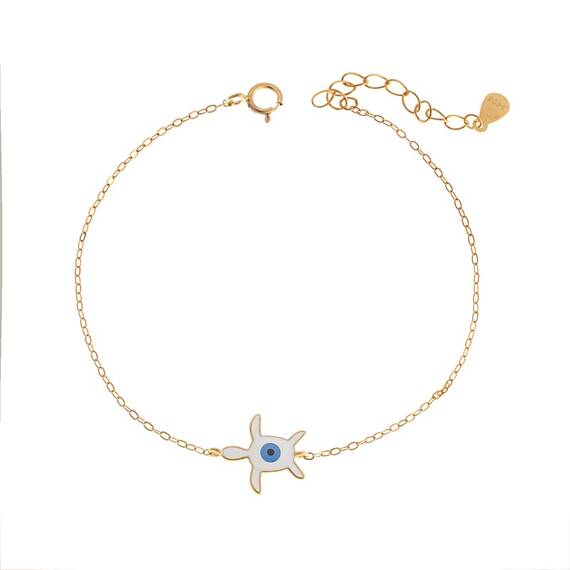 Βραχιόλι Senza Silver 925 Gold Plated, Χελώνα με μάτι