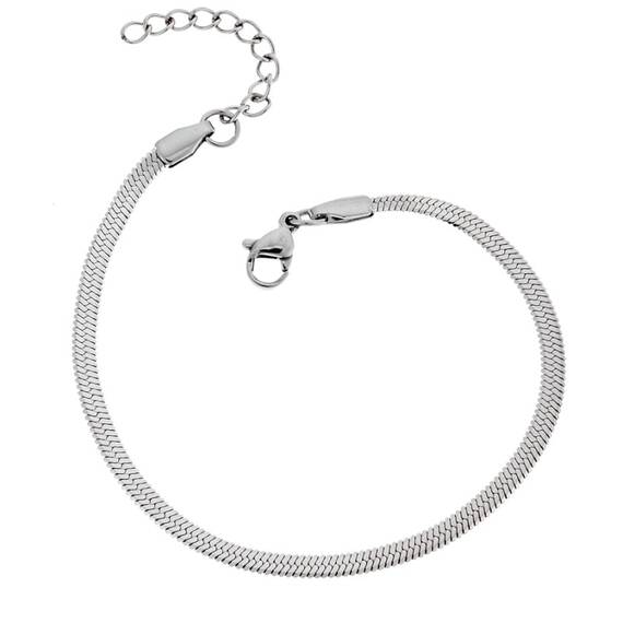 Αλυσίδα Χεριού Φίδι SΕΝΖΑ Silver Stainless Steel 4mm-17+3cm Extension