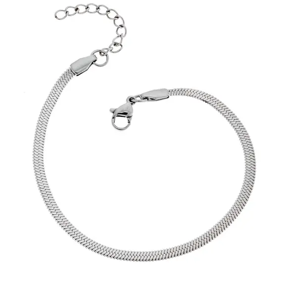 Αλυσίδα Χεριού Φίδι SΕΝΖΑ Silver Stainless Steel 4mm-17+3cm Extension