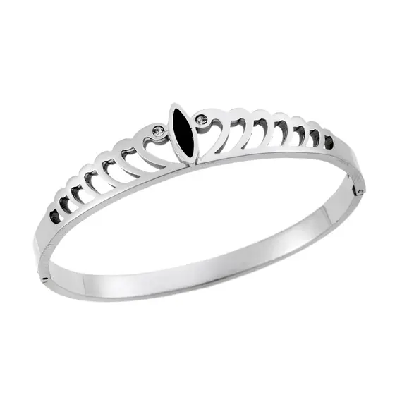 Βραχιόλι SENZA Χειροπέδα Στέμμα Silver Plated Stainless Steel