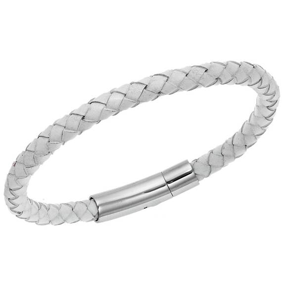Βραχιόλι Senza Men&#039;s Steel White Leather Strap
