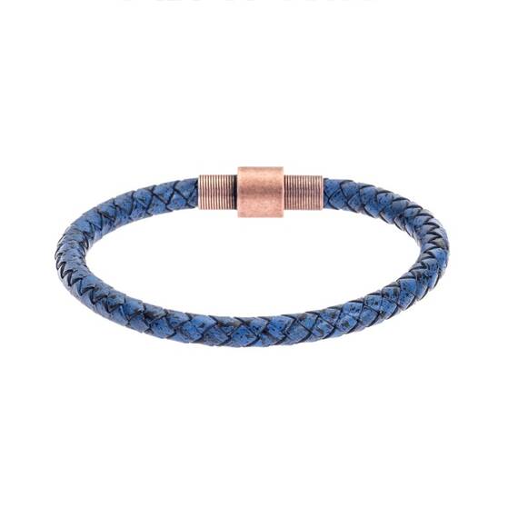 Βραχιόλι Senza Men&#039;s Steel Blue Leather Strap