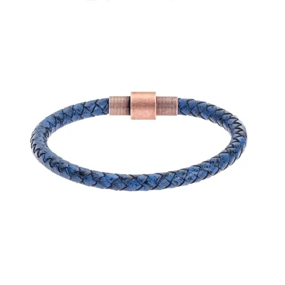 Βραχιόλι Senza Men&#039;s Steel Blue Leather Strap