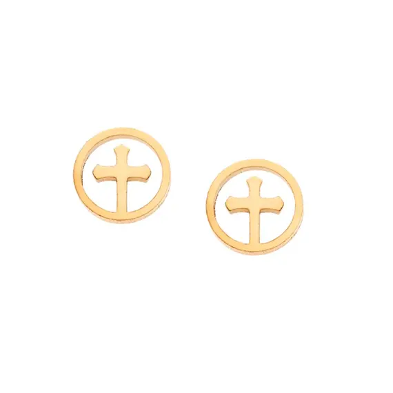 Σκουλαρίκια Γυναικεία SENZA Gold Plated Steel με σταυρό