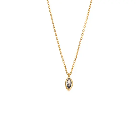 Μενταγιόν Senza Silver 925 Gold Plated, φύλλο με aquamarine ζιργκόν