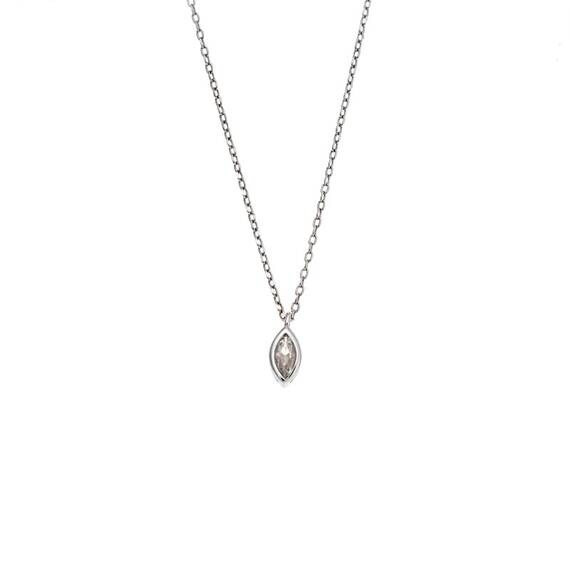 Μενταγιόν Senza Silver 925, φύλλο με διάφανο ζιργκόν