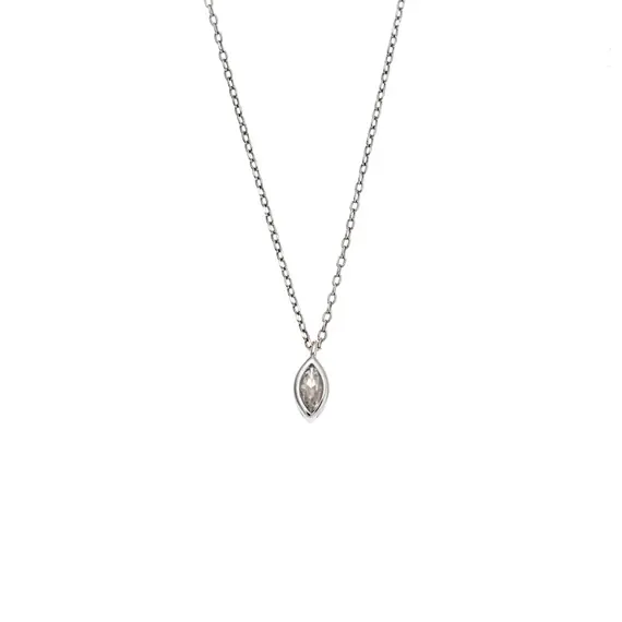 Μενταγιόν Senza Silver 925, φύλλο με διάφανο ζιργκόν
