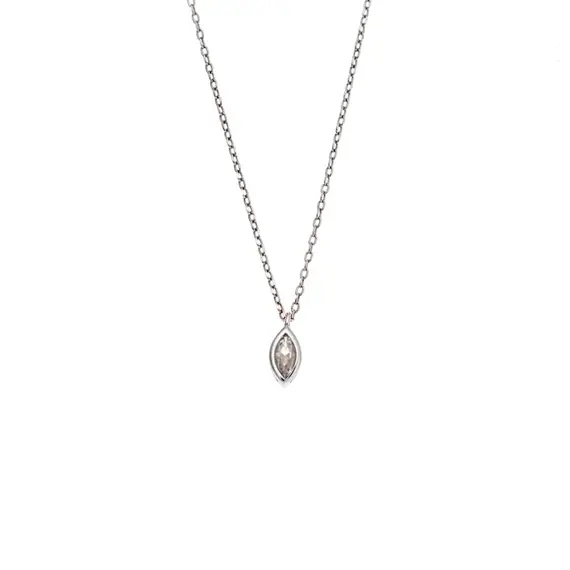 Μενταγιόν Senza Silver 925, φύλλο με διάφανο ζιργκόν
