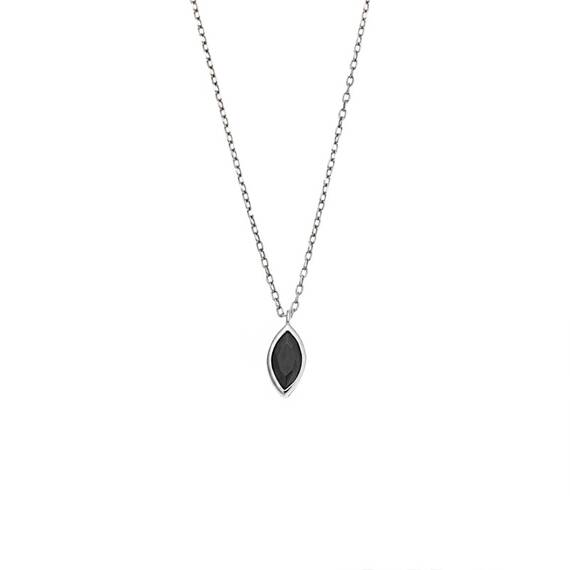 Μενταγιόν Senza Silver 925, φύλλο με μαύρο ζιργκόν