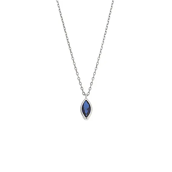 Μενταγιόν Senza Silver 925, φύλλο με μπλε ζιργκόν