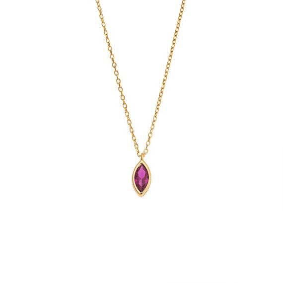 Μενταγιόν Senza Silver 925 Gold Plated, φύλλο με φούξια ζιργκόν
