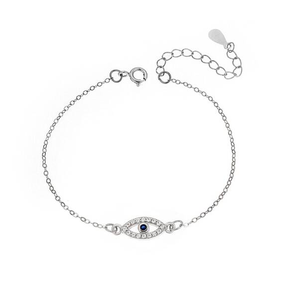 Βραχιόλι Senza Silver 925, ματάκι με ζιργκόν