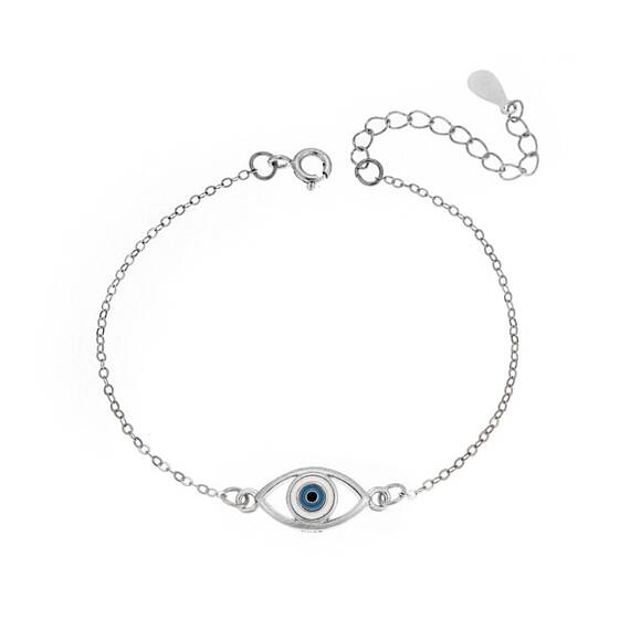 Βραχιόλι Senza Silver 925, ματάκι με σμάλτο