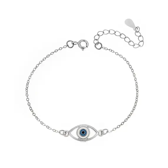 Βραχιόλι Senza Silver 925, ματάκι με σμάλτο