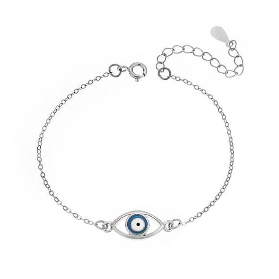Βραχιόλι Senza Silver 925, ματάκι με σμάλτο