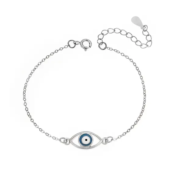 Βραχιόλι Senza Silver 925, ματάκι με σμάλτο