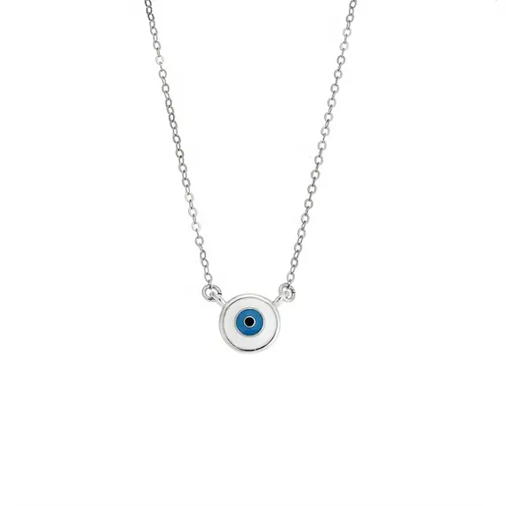 Κολιέ Senza Silver 925, Ματάκι στρογγυλό με σμάλτο