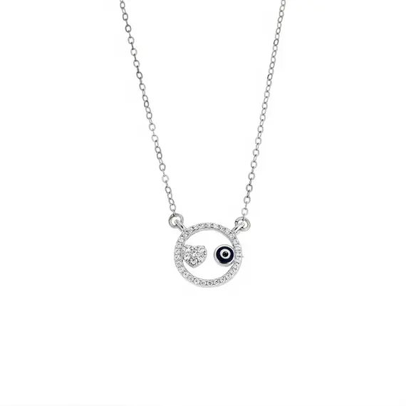 Κολιέ Senza Silver 925, Ματάκι καρδιά με ζιργκόν