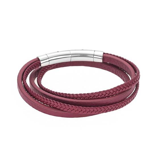 Βραχιόλι Senza Men&#039;s Steel Leather Strap