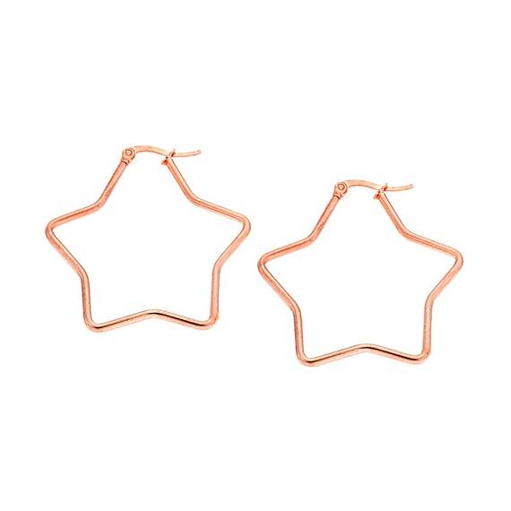 Σκουλαρίκια Senza Steel 4 cm Rose Gold Plated