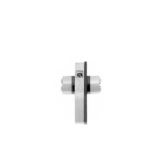 Κολιέ Senza Men&#039;s Steel, Δίχρωμος Σταυρός από Ατσάλι, με μαύρη πέτρα