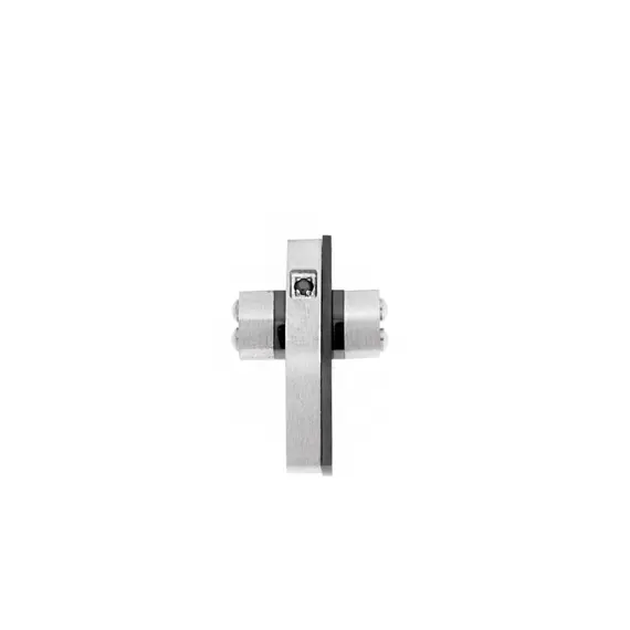 Κολιέ Senza Men&#039;s Steel, Δίχρωμος Σταυρός από Ατσάλι, με μαύρη πέτρα