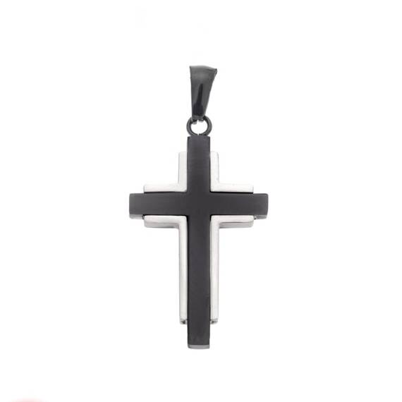 Μοτίφ Senza Men&#039;s Steel, Δίχρωμος Σταυρός από Ατσάλι