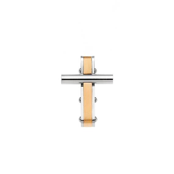 Κολιέ Senza Men&#039;s Steel, Δίχρωμος Σταυρός από Ατσάλι