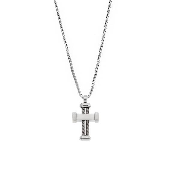 Κολιέ Senza Men&#039;s Steel, Σταυρός από Ατσάλι