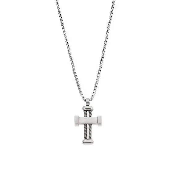Κολιέ Senza Men&#039;s Steel, Σταυρός από Ατσάλι