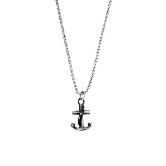 Κολιέ Senza Men&#039;s Steel, Άγκυρα από Ατσάλι με ασημί καδένα