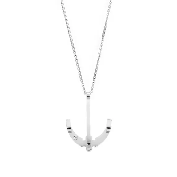 Μοτίφ Senza Men&#039;s Steel, Άγκυρα με λευκή πέτρα από ατσάλι