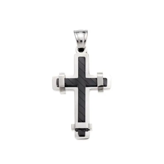 Μοτίφ Senza Men&#039;s Steel, Δίχρωμος Σταυρός από ατσάλι