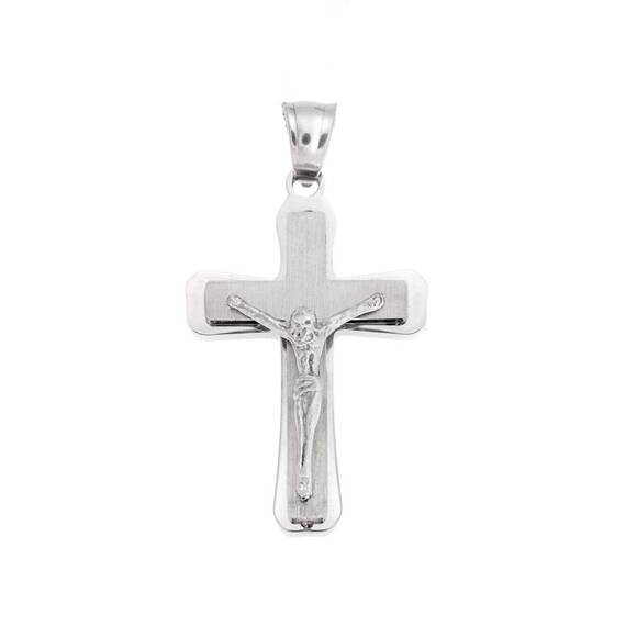 Μοτίφ Senza Men&#039;s Steel, Σταυρός με τον Εσταυρωμένο, από ατσάλι
