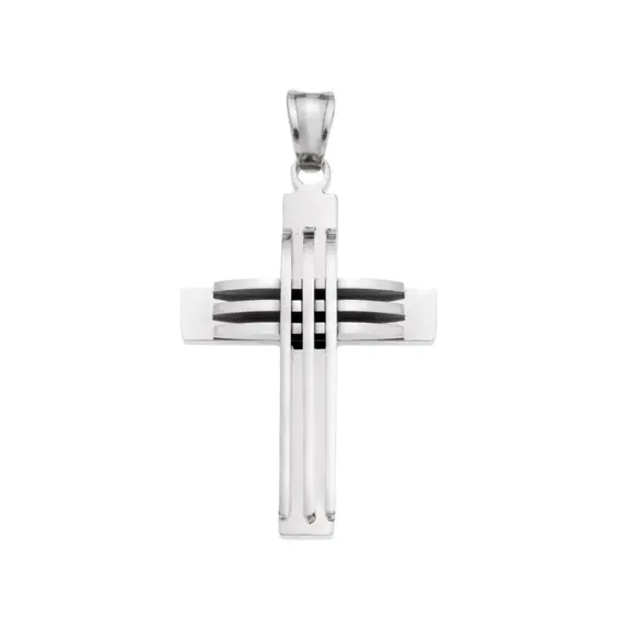 Μοτίφ Senza Men&#039;s Steel, Σταυρός με γραμμές από ατσάλι