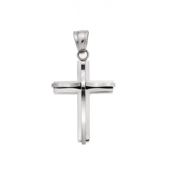 Μοτίφ Senza Men&#039;s Steel, Σταυρός με κυματιστό σχέδιο από ατσάλι