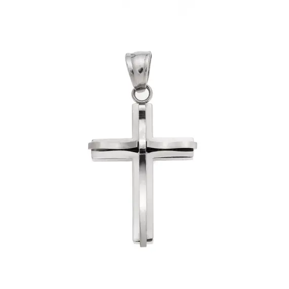 Μοτίφ Senza Men&#039;s Steel, Σταυρός με κυματιστό σχέδιο από ατσάλι