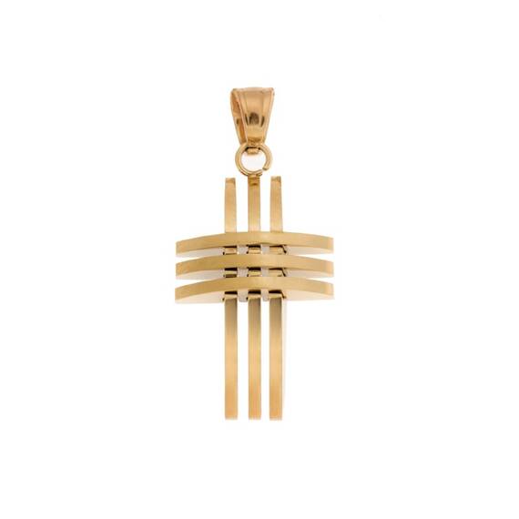 Μοτίφ Senza Men&#039;s Steel, Σταυρός με διάτρητες γραμμές από επιχρυσωμένο ατσάλι