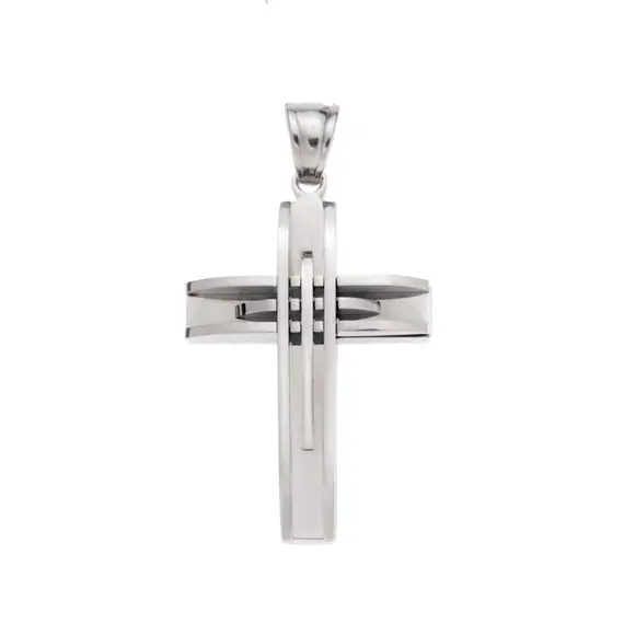 Μοτίφ Senza Men&#039;s Steel, Σταυρός με γραμμές από ατσάλι