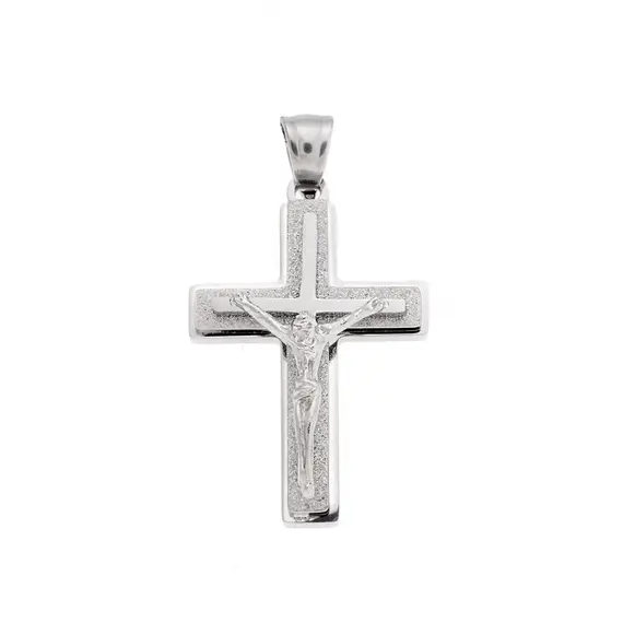 Μοτίφ Senza Men&#039;s Steel, Σταυρός με τον Εσταυρωμένο από ατσάλι
