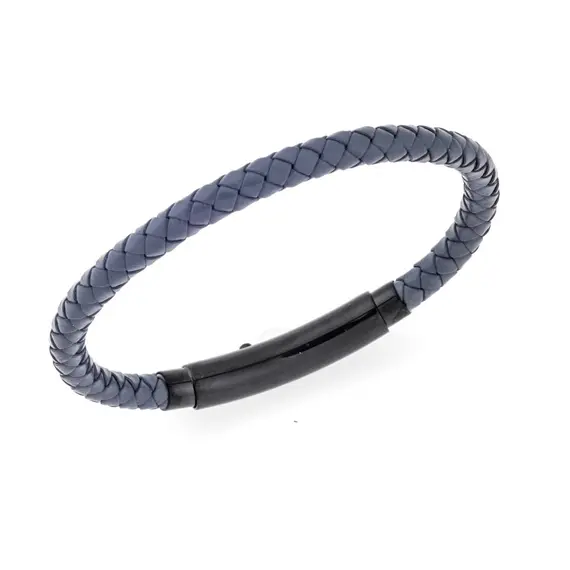 Βραχιόλι Senza Men&#039;s Steel Grey Leather Strap