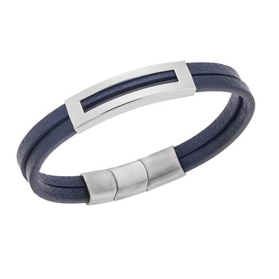 Βραχιόλι Senza Men&#039;s Steel Blue Leather Strap