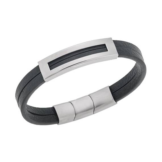 Βραχιόλι Senza Men&#039;s Steel Green Leather Strap