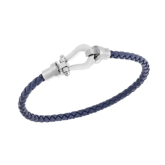 Βραχιόλι Senza Men&#039;s Steel Blue Leather Strap