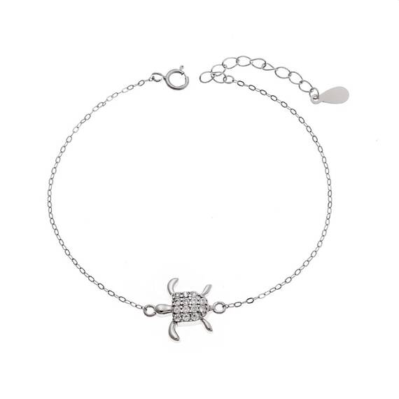Βραχιόλι Senza Silver 925, Χελώνα με ζιργκόν