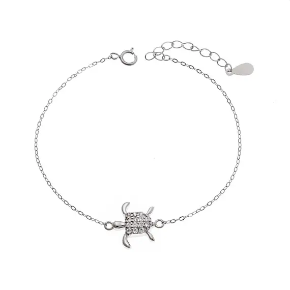 Βραχιόλι Senza Silver 925, Χελώνα με ζιργκόν