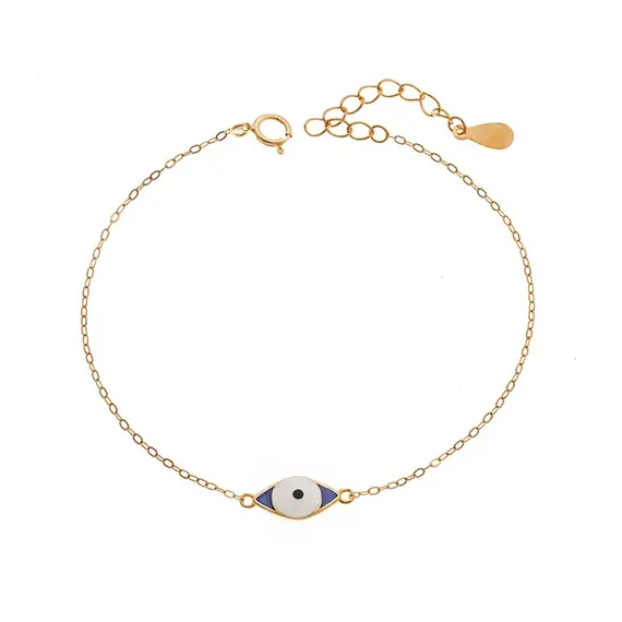 Βραχιόλι Senza Silver 925 Gold Plated, Μάτι με σμάλτο