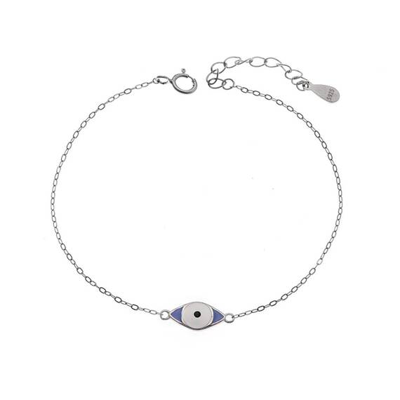 Βραχιόλι Senza Silver 925, Μάτι με σμάλτο