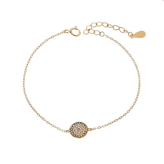 Βραχιόλι Senza Silver 925 Gold Plated, Μάτι-στόχος με ζιργκόν